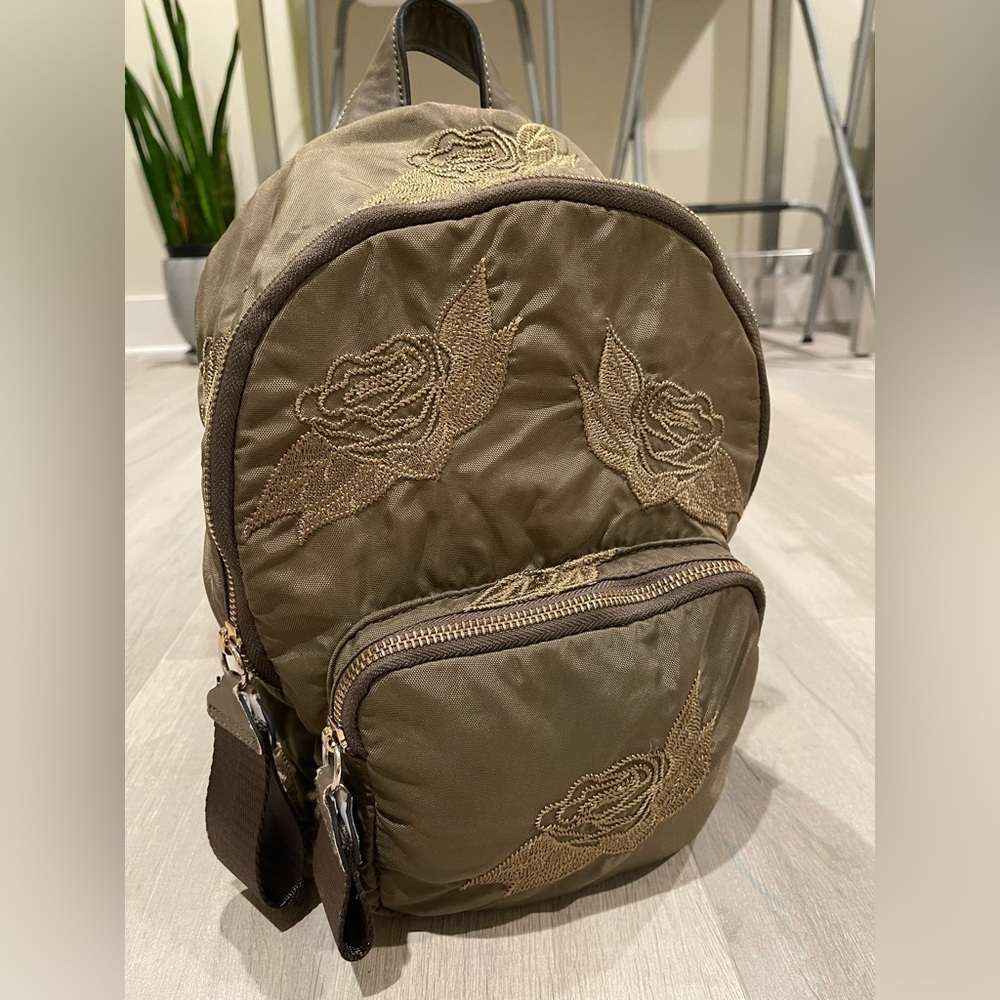Zara Embroidered Olive Backpack - Picture 5 of 9